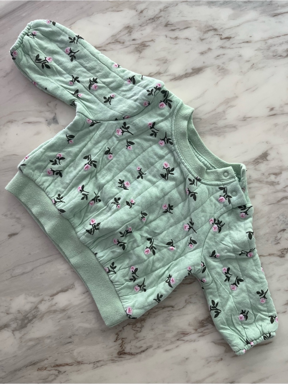 Cat & Jack Mint Quilted Sweatshirt with Pink Rose Print